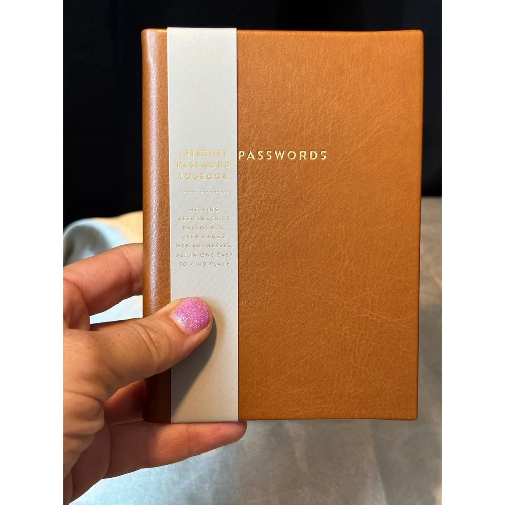 Internet Password Logbook Cognac Brown Faux Leather Alphabetical Organizer ST967